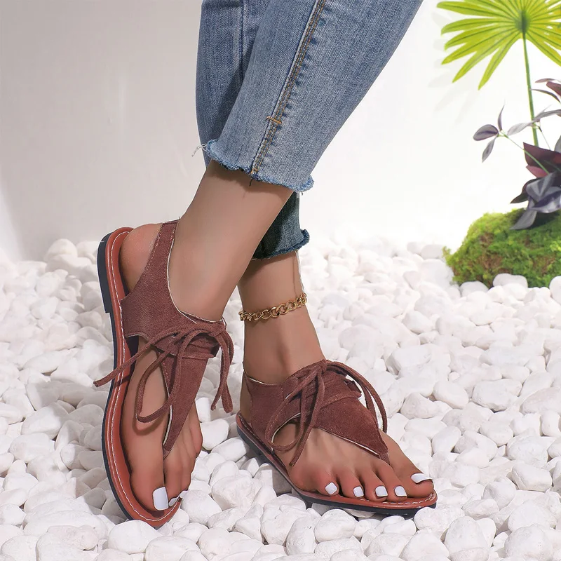 Сандали дантела, дамски летни обувки-гладиатори от мек микрофибър, дамски модни чехли с леопардовым принтом