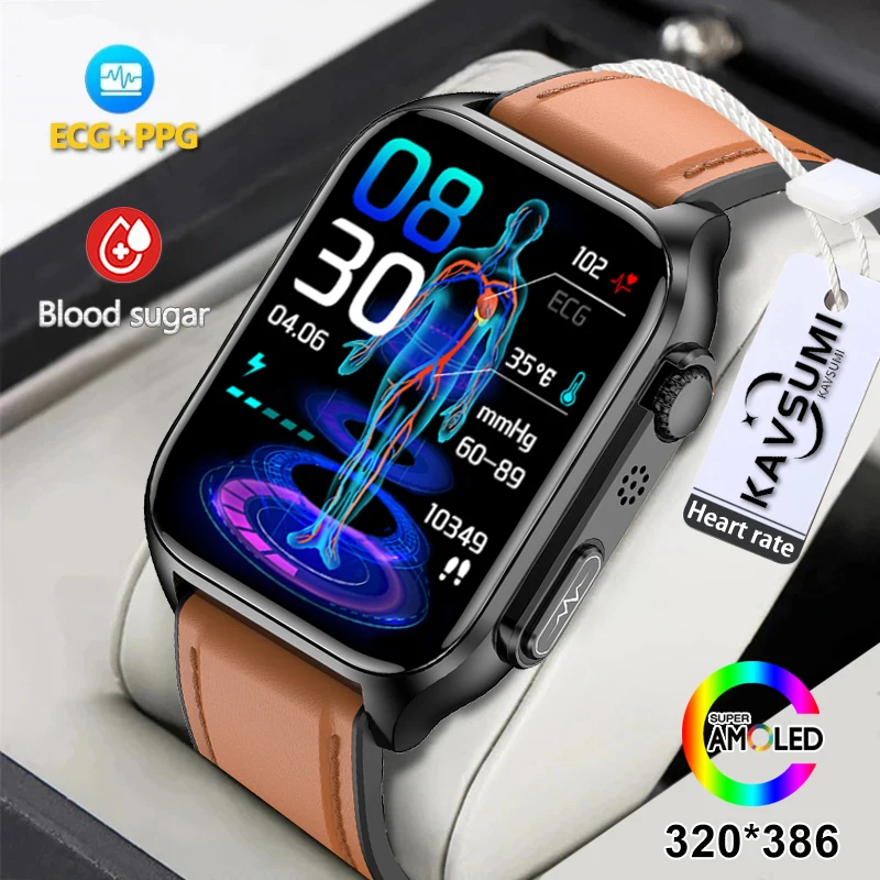 Смарт часовници с Bluetooth-разговори, мъжки часовник за измерване на нивото на глюкоза в кръвта, часовници за здравето, точен термометър, сърдечната честота, водоустойчиви спортни смарт часовници за фитнес