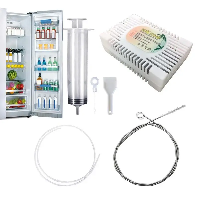 Средство за почистване на запушване на тоалетна дупки в хладилника, многократна употреба средство за премахване на дренажни отвори в хладилник, набор от инструменти за почистване, почистване на дренажни отвори