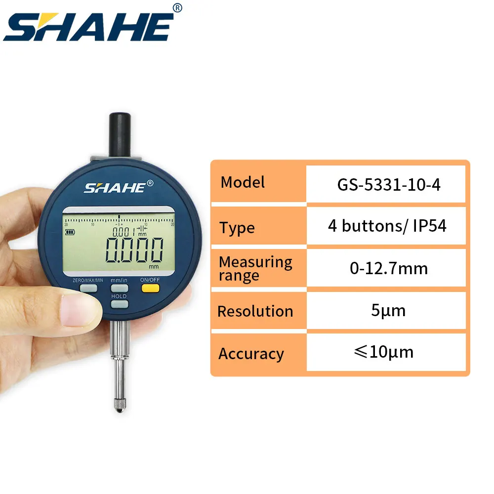 Точност ръководят цифров стрелочный показател SHAHE с резолюция от 5 микрона 0-12.7 /25.4/50.8 мм Акумулаторна батерия стрелочный показател IP54/IP65