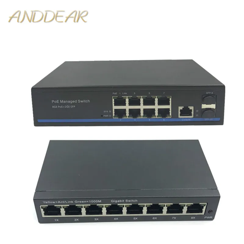 Управление на 8-Портов Ethernet PoE 10/100/1000 Mbit/Превключвател с 2 Гигабитными Слота за SFP За управление на IGMP VLAN PoE Switch