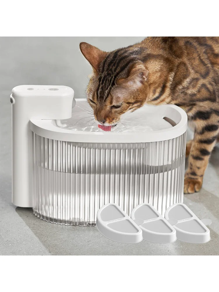 Фонтан за вода за котки, безжична, работи на батерии, 85 мл / 2,5 л, автоматична вода опаковка за котки с 3 бр. филтри
