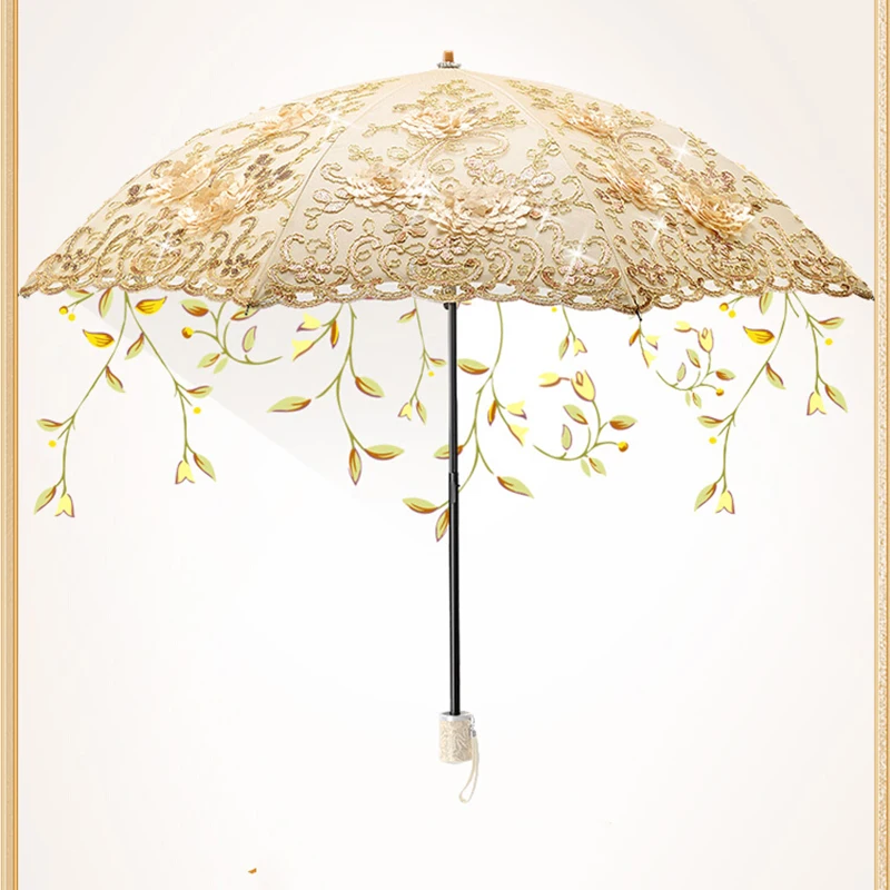 Хубава чадър-поставка, луксозни ръчни чадъри, здрав ветрозащитный чадър, дамски сгъваем, със защита от ултравиолетови лъчи, Paraguas Стоки за дома ZLXP