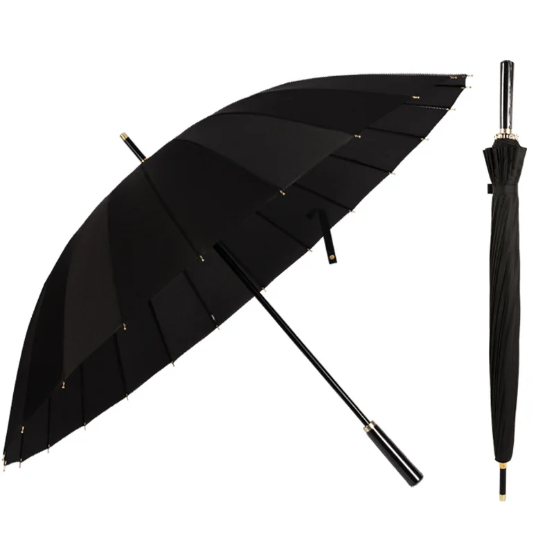 Чадър с дълга дръжка от 24 костите Плюс двойна мъжки прав чадър, висококачествен подарък чадър, рекламен лого чадър