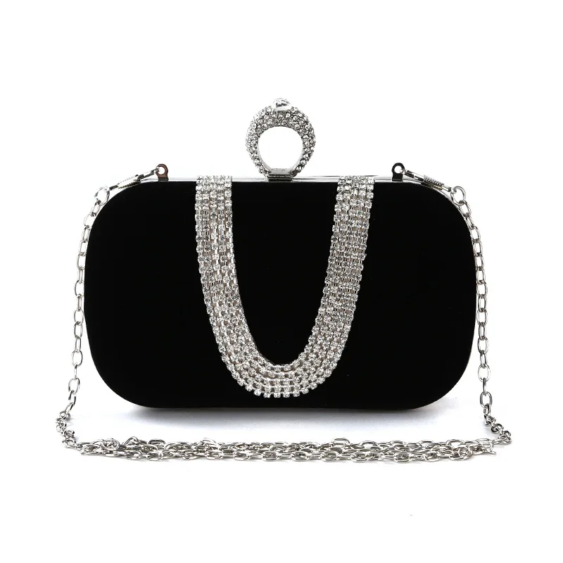 Чанта за вечеря, U-образна форма, вградени диаманти, чанта за банкет ръчно изработени рокля за грим, чанта за младоженци, чанта през рамо