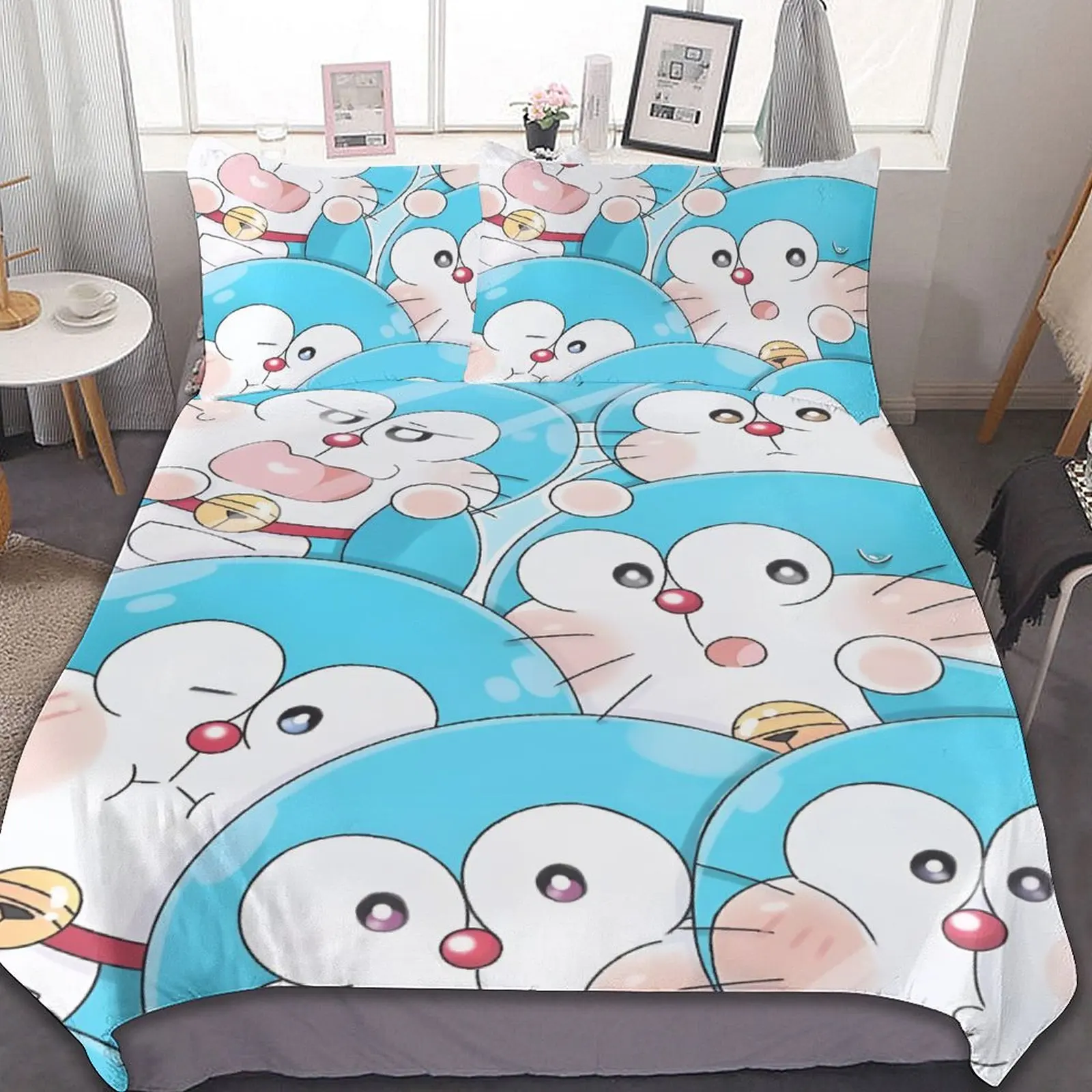 Японското аниме Котка Nobita Комплект спално бельо, стеганое одеяло, чаршаф, одеяло, калъфка за възглавница, спално бельо, комплект за спалня за момчета